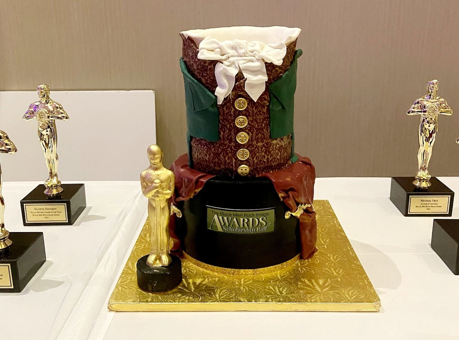 Custom Awards Cake & Trophies Display — 2023 Scholarship Ball