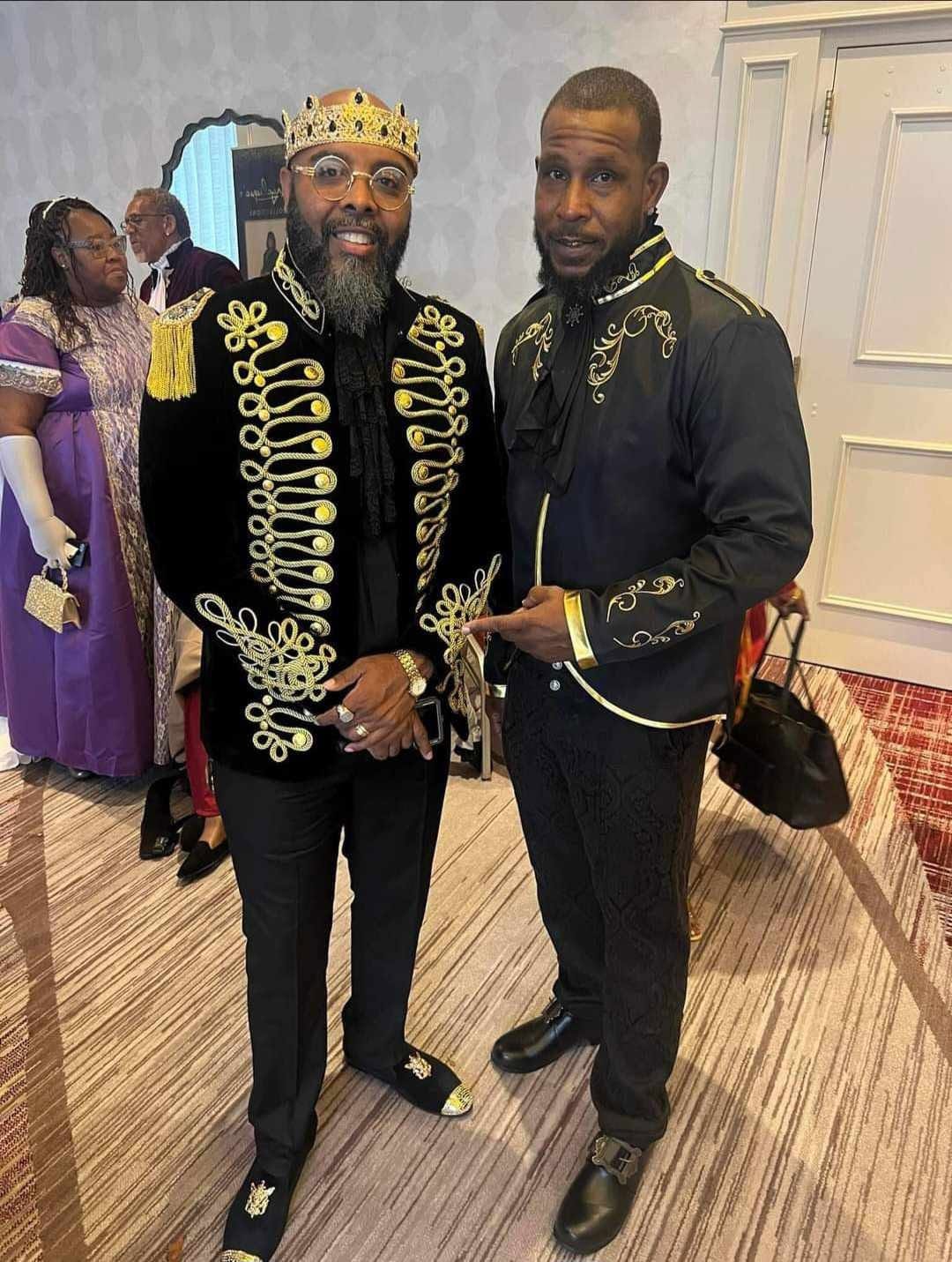 Two Honorees in Royal Black & Gold Attire — 2023 Gala