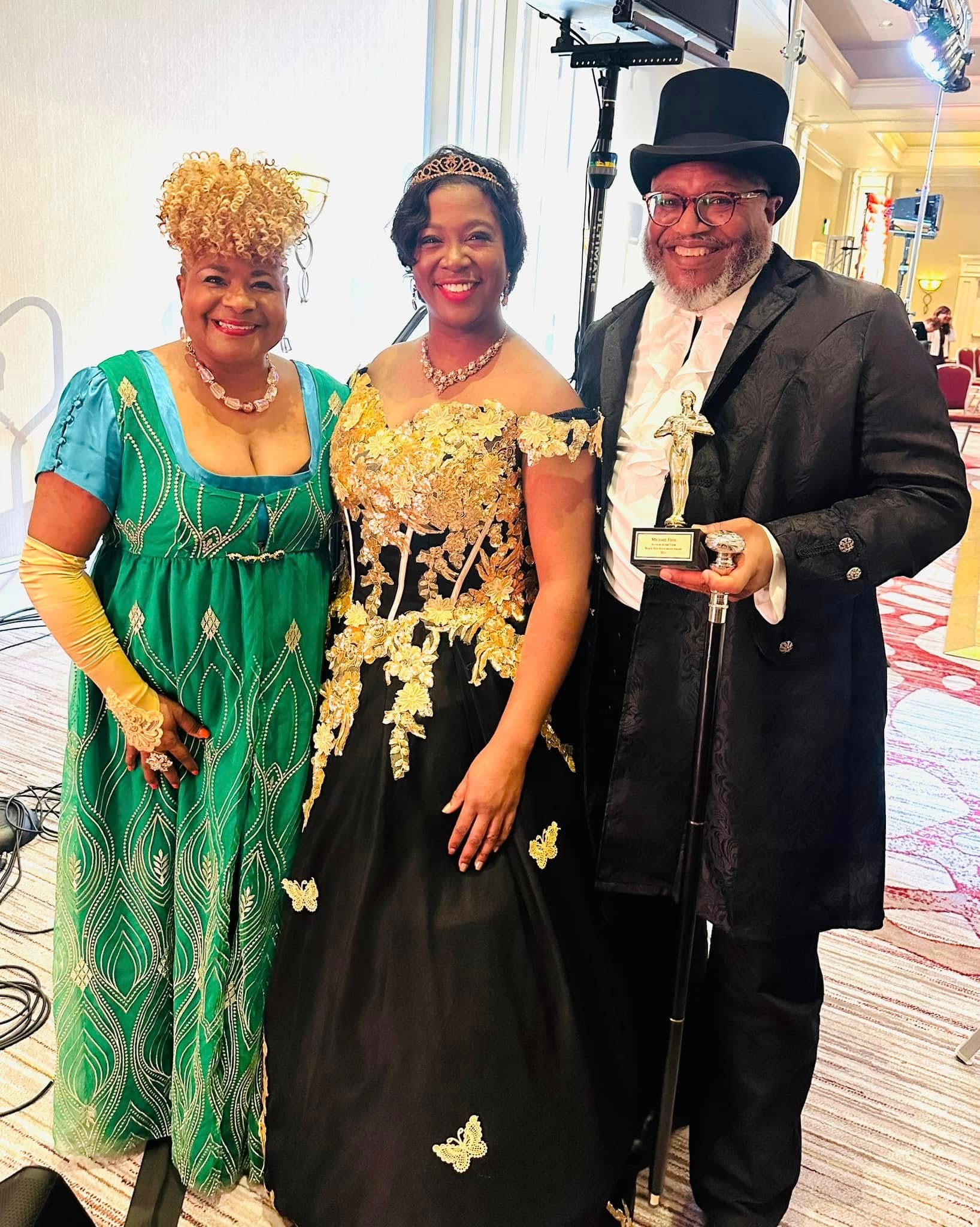 Honoree with Friends — Gold Gown & Top Hat Elegance