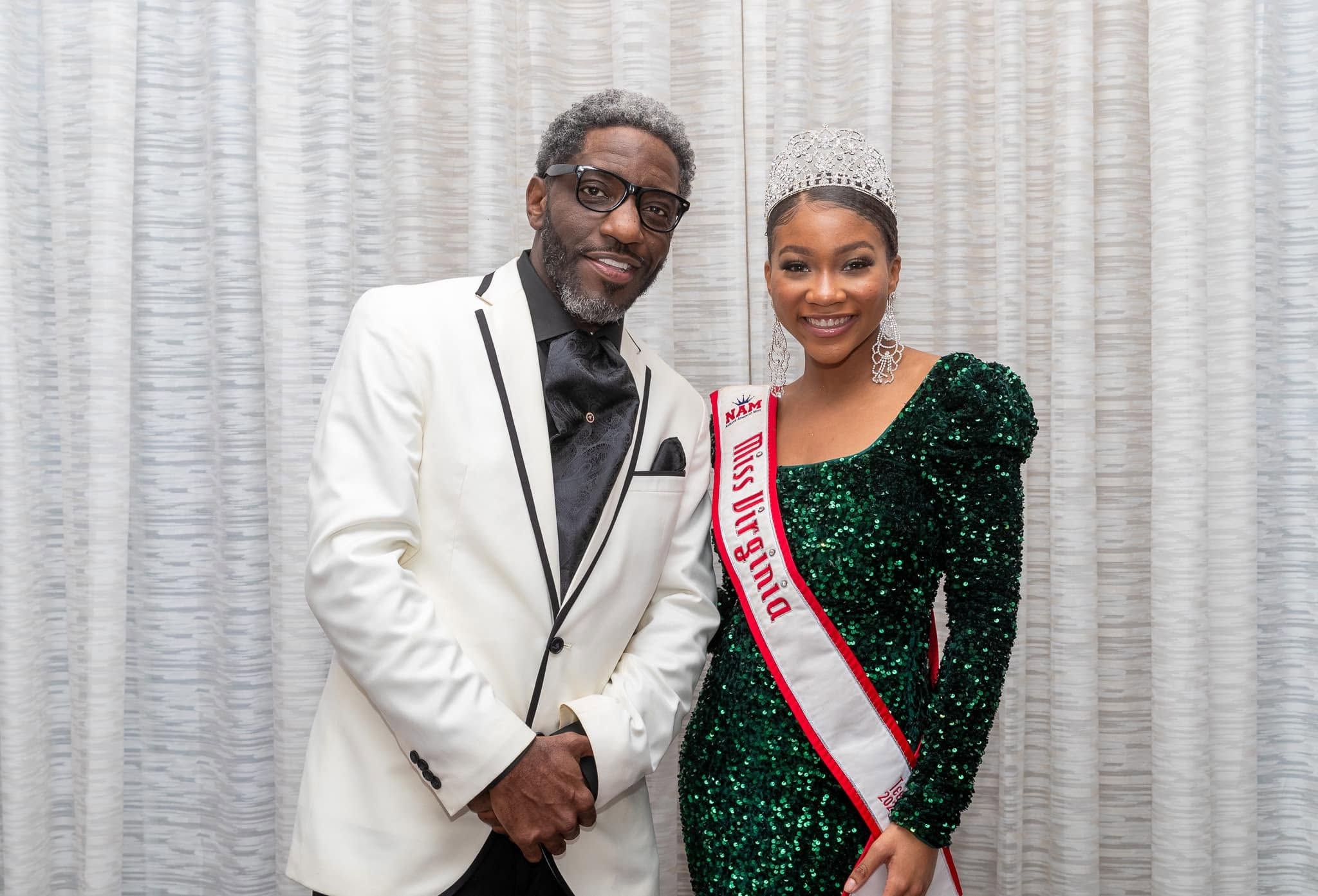 Honoree in White Tuxedo with Miss Virginia